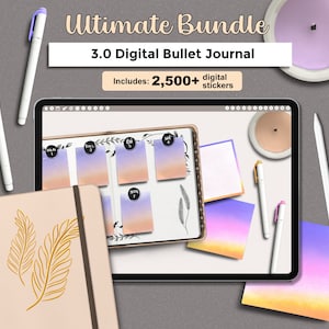Digital Bullett Journal, Undated Digital Planner Bundle, GoodNotes Planner, Realistic Digital Journal Bundle, iPad Planner, 2024 Planner