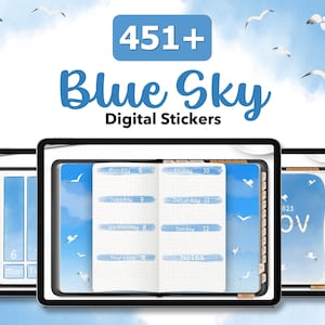GoodNotes Stickers, Blue Sky Stickers, Digital Stickers, Digital Journal Stickers, Digital Bullet Journal Stickers