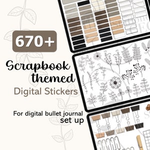 GoodNotes Stickers, Scrapbook Digital Stickers, iPad Digital Stickers, Digital Planner Stickers GoodNote, Bullet Journal Kit