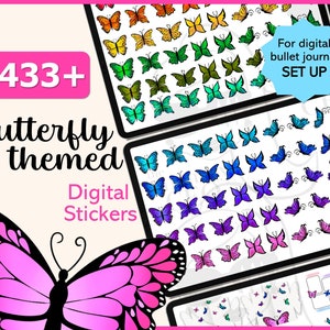 GoodNotes Stickers, Butterfly Digital Stickers, iPad Digital Stickers, Digital Planner Stickers GoodNote, Bullet Journal Kit