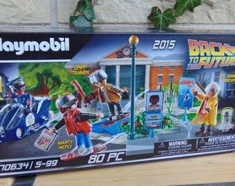 1985 Powrót do przyszłości Film Playmobil Toys Zestaw do zabawy Słynna scena Pościg na desce latającej, nowy w pudełku, zestaw 80 elementów