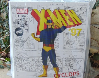 Figura de ação do Ciclope dos X-Men de 1997 (edição limitada com uniforme dos anos 80), exclusiva da Mondo, escala 1/6, para colecionadores dos X-Men dos anos 90.