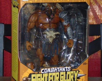 Xesray Combatants Fight for Glory! Brothers of Slaughterhouse Kasos Bull Head 9 Inch Action Figure, Mythic Fantasy Animal Warrior