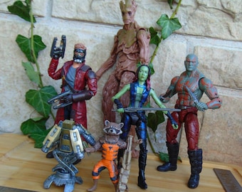 Guardians of the Galaxy Action Figure Set Complete Team Star‑Lord, Gamora, Drax, Groot, Rocket, Disney Marvel Movie Display Collection
