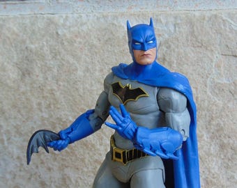 DC Comics Multiverse Blue Grey Batman Action Figure, 7 Inch Dark Knight Collectible , DC Superhero Room Decor