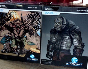 Lote de figuras de acción de villanos de Batman clásicos de DC Multiverse,  Killer Croc MAN-BAT, megafiguras de pulgadas de gran tamaño