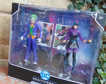 DC Comics Classic Purple Suit Clown Costume The Joker Punchline Female Comic Book Villain Action Figure Lot 2 Pack, Dc Multiverse