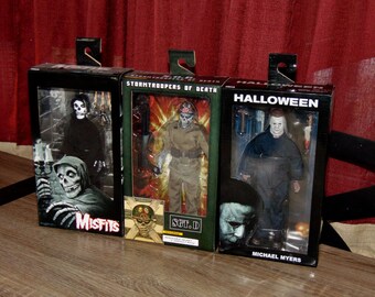 HALLOWEEN HORROR 1980s Mascots Figure Lot NECA Retro Clothed The Misfits Fiend, Michael Myers, S.O.D. Stormtroopers of Death Sgt. D
