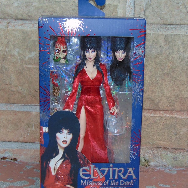 ELVIRA Mistress of the Dark (Red, Fright, and Boo Alternate Ver) 8 inch Retro Clothed Collector Figure, Cult Classic B-Movie Horror Hostess