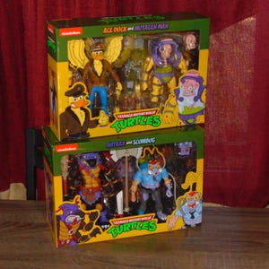 1990s Teenage Mutant Ninja Turtles Classic Cartoon Action Figure Lot, Rare TMNT 2 Packs Animated Character Toys Ace Duck Mutagen Man Scumbug