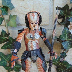 1990 Predator 2 Movie Lost Tribe Orange Stalker Unmasked PREDATOR Action Figure, Weapons Accessories, NECA Reel Toys Horror Film Collector