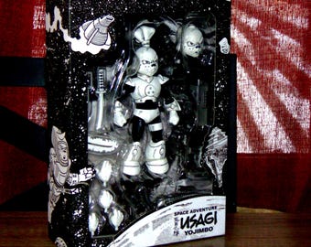 1980s TMNT Black & White Ninja Turtle Action Figure Space Usagi Yojimbo Classic Comics Style, New in Box Comic Art Line Collectible Toy