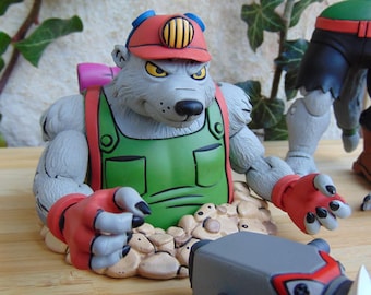 1990s Teenage Mutant Ninja Turtles TMNT Cartoon Toy Version DIRTBAG Mole Villain 7 inch Action Figure Shovel Drill Portal Accessories Lot