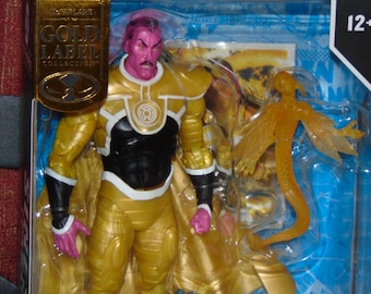 Sinestro Yellow Lantern Parallax Gold Label Edition Actionfigur DC Comics Blackest Night, McFarlane DC Multiverse, Samlarkort, Stativ
