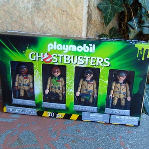 1984 Ghostbusters Movie Peter Venkman, Egon Spengler, Ray Stantz, Winston Zeddemore Playmobil Full Team Action Figure wit Proton Packs