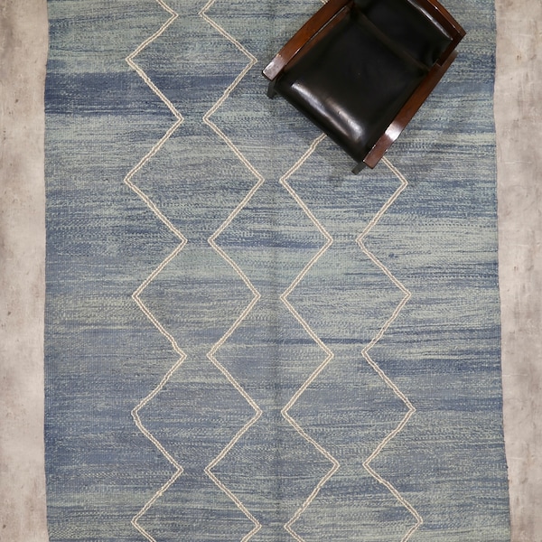 Moroccan Berber Blue Cream Rugs Etsy