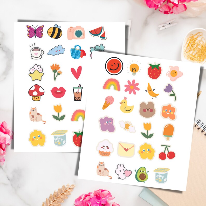 Kawaii Printable Stickers for Digital Planner Cute Unique - Etsy