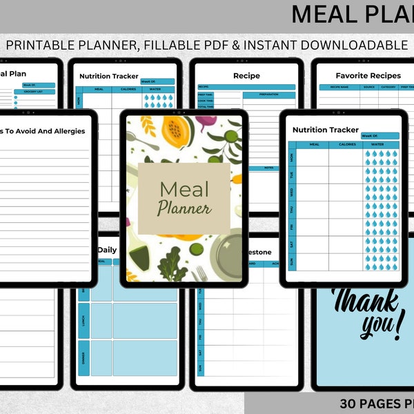 Meal Planner - Downloadable PDF/PNG/JPG, Streamline Your Kitchen Routine, Great New Homeowner Gift, Printable Planner