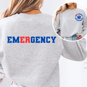 ER Sweatshirt Png Emergency Department Shirt ED png, ER Nurse Hoodie, Emergency Room Tech Gift, Er Nurse, Cricut, Silhouette dtf Sawgrass Sublimation, Cameo 4, Blue and Red, Healthcare shirt, medical logo, Caduceus, ICU, EMS, Ambulance squad, ER RN png