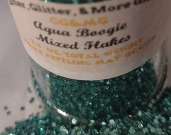 Aqua Boogie - A mixture of Aqua colored glitter flake sizes.