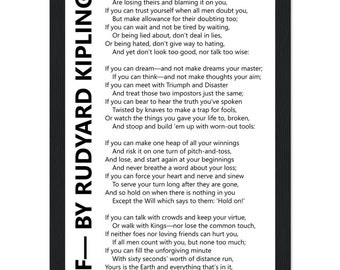 If- by Rudyard Kipling Poem A4 Sized Classic Matte Paper Wooden Framed Poster English poet Victorian-era stoicism