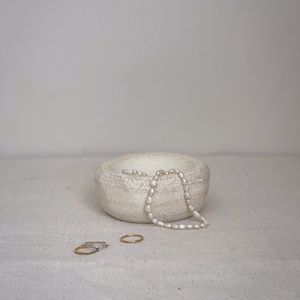 Small white wedding ring dish