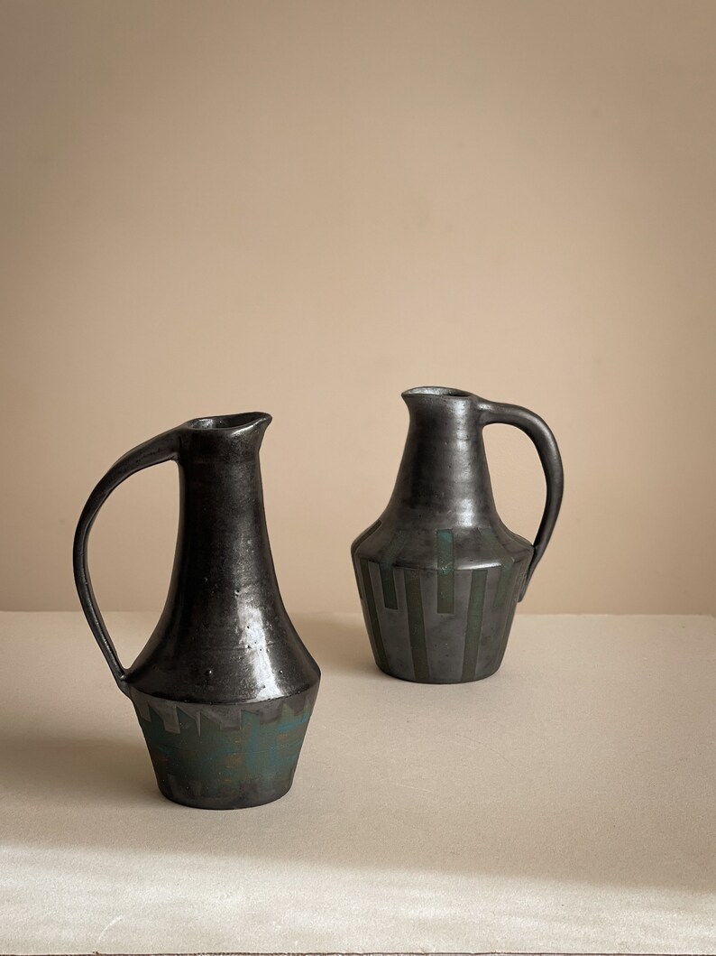 Hand made pottery water jug. Inspired by midcentury modern vase, home decore. Ikebana vases image 3