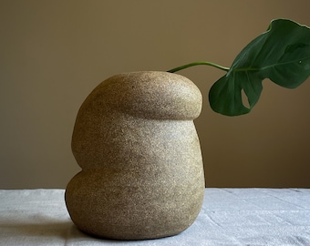 Jarrón de gres hecho a mano, cerámica orgánica escultórica, LA Studio