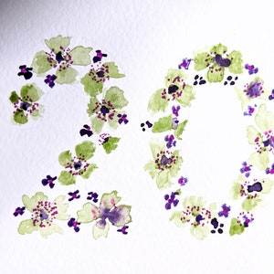 Milestone 20 Years Hand Painted Watercolours Greetings Card