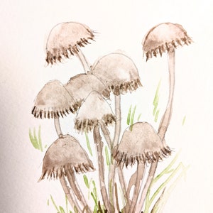 Joli champignon peint à la main à l'aquarelle, carte de voeux vierge