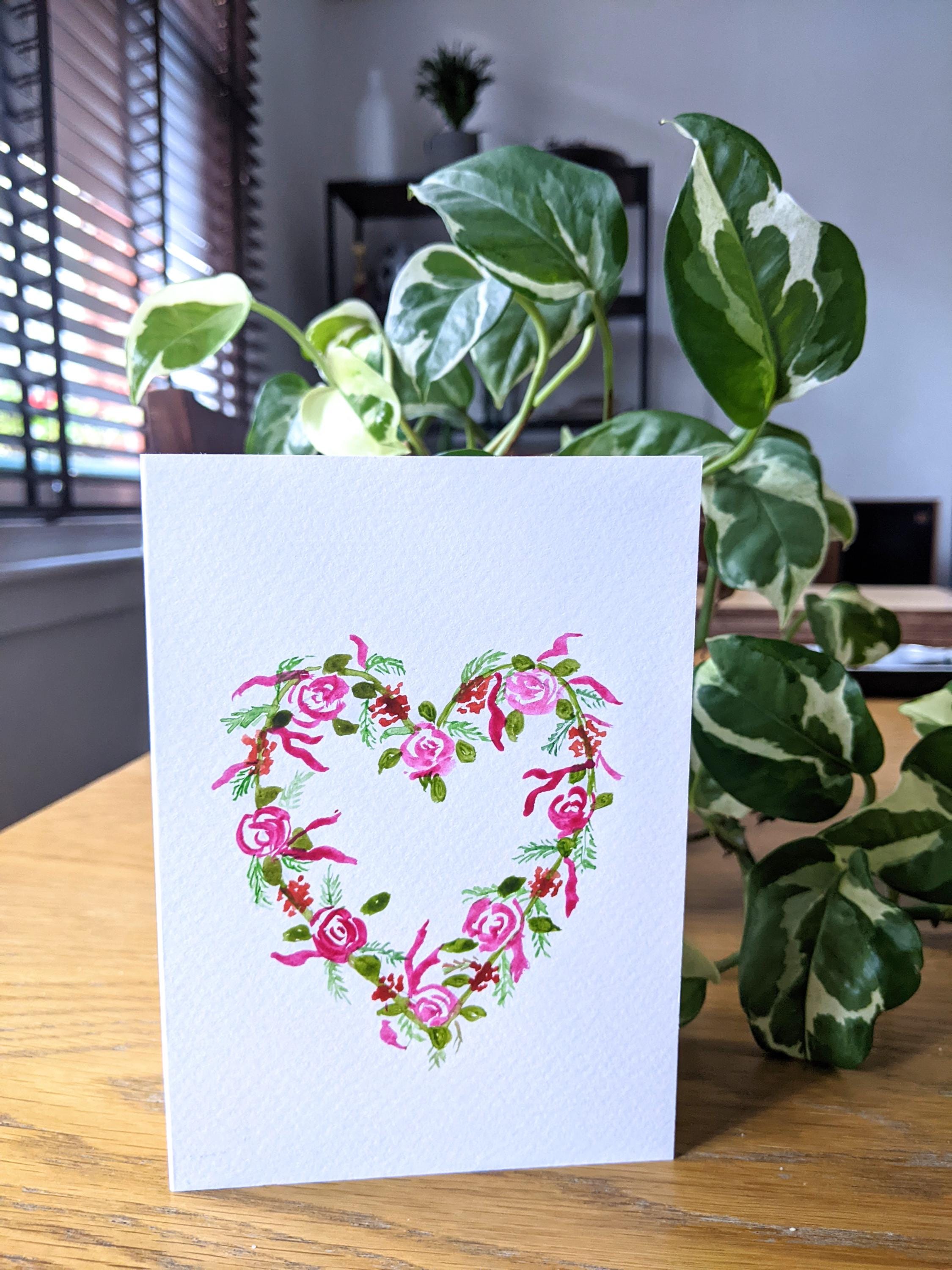 Pretty Hand Painted in Watercolours Valentines Card - Etsy