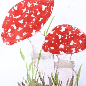 Fly Agaric Aquarelles peintes à la main Carte de vœux vierge