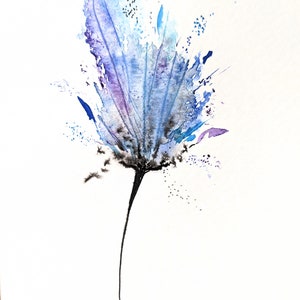 Fantasy Flower Hand Painted Watercolours Blank Greetings Card