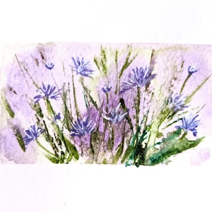 Carte vierge florale violette peinte à la main