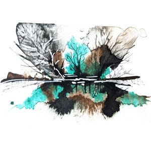 Carte vierge paysage abstrait peinte à la main à l'aquarelle