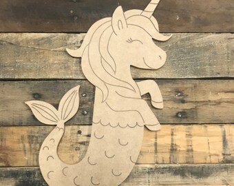 In legno MDF Unicorno FORME DECOUPAGE Craft in Bianco 15 cm 