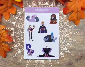 Disney Villains Sticker Sheet/Matte Water Resistant Decals/Disney-Fall-Halloween Sticker Sheet