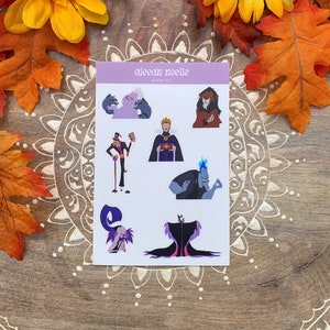 Disney Villains Sticker Sheet/Matte Water Resistant Decals/Disney-Fall-Halloween Sticker Sheet