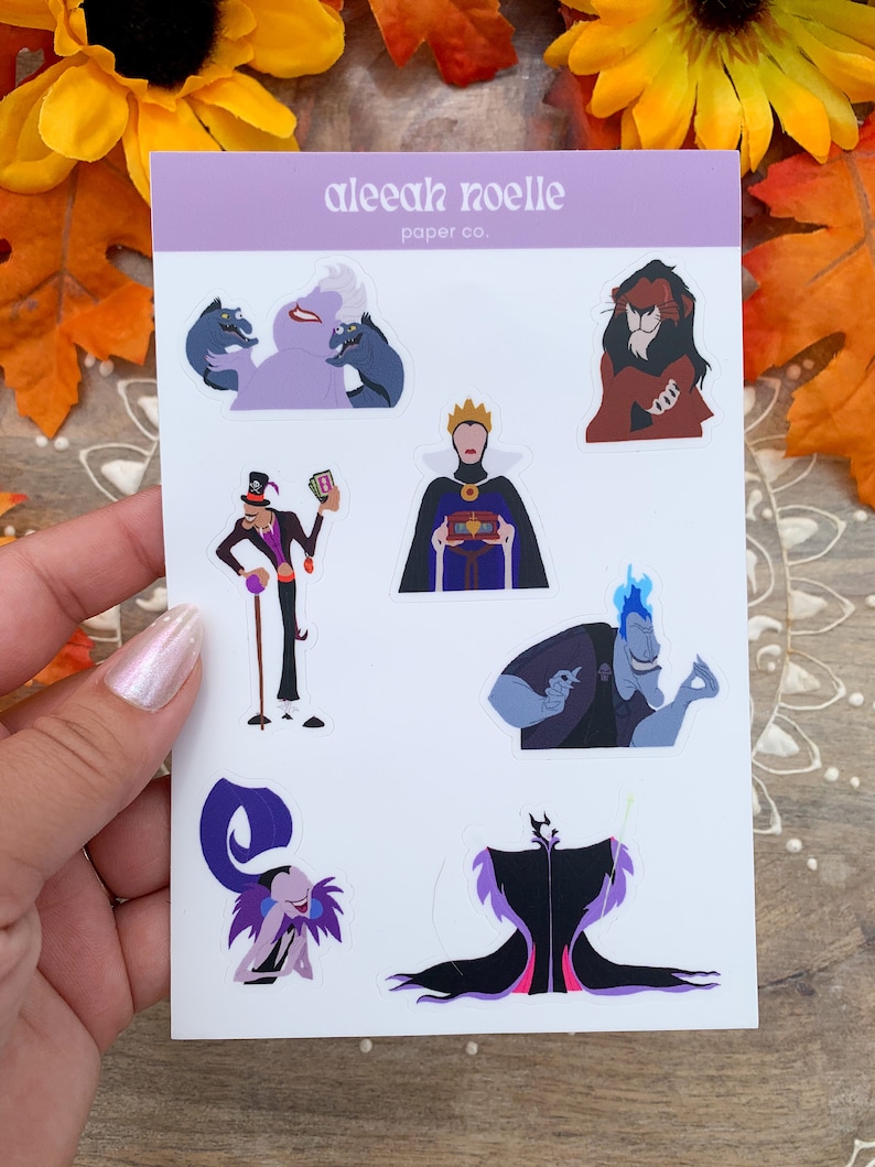 Disney Villains Sticker Sheet/matte Water Resistant Decals/disneyfall