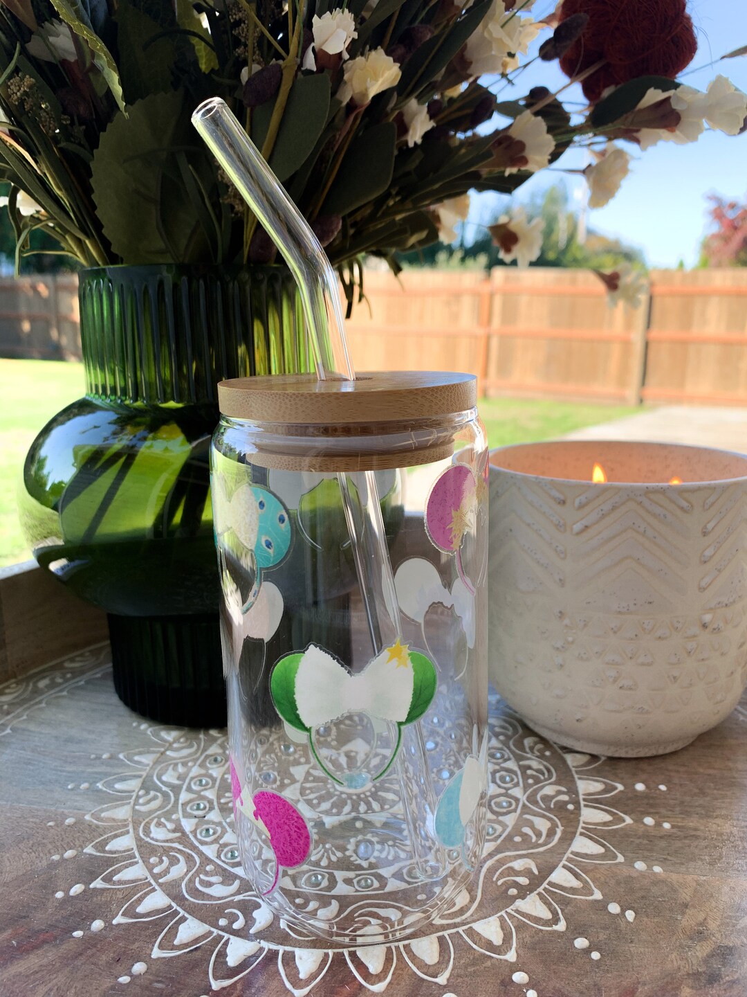 Princess Glass Containers Disney Princess Glass Can Cup, Bamboo Lid, Glass Straw, 16oz - Etsy