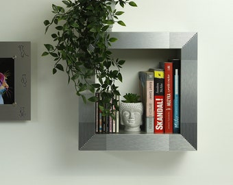 Moderne minimalistische stijlvolle plank van geborsteld aluminium | Loft-, industriële of glamourplank | Badkamerplank | Luxe uitstraling en kwaliteit