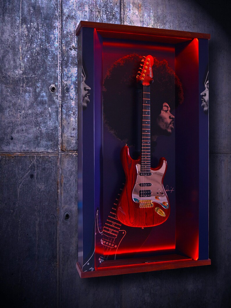 Guitar Display Case jimi' Guitar Guitar Hanger RGB LED Lights