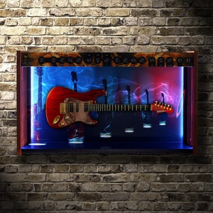 Guitar display case &quot;Amp&quot; | Guitar cabinet | Guitar hanger | RGB LED lights | For Gibson, Fender, Music Man, PRS, Ibanez and others