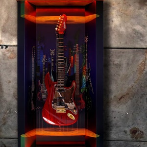 Guitar display case "Guitar Levitation' | Guitar cabinet | Guitar hanger | RGB LED lights | For Gibson, Fender, PRS, Ibanez and others