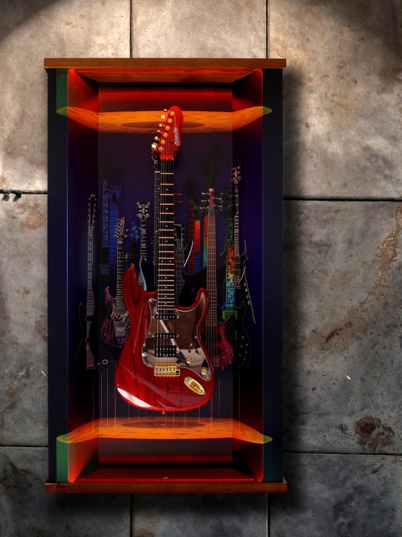 Guitar Display Case guitar Levitation' Guitar Cabinet Guitar Hanger RGB LED  Lights for Gibson, Fender, PRS, Ibanez and Others 