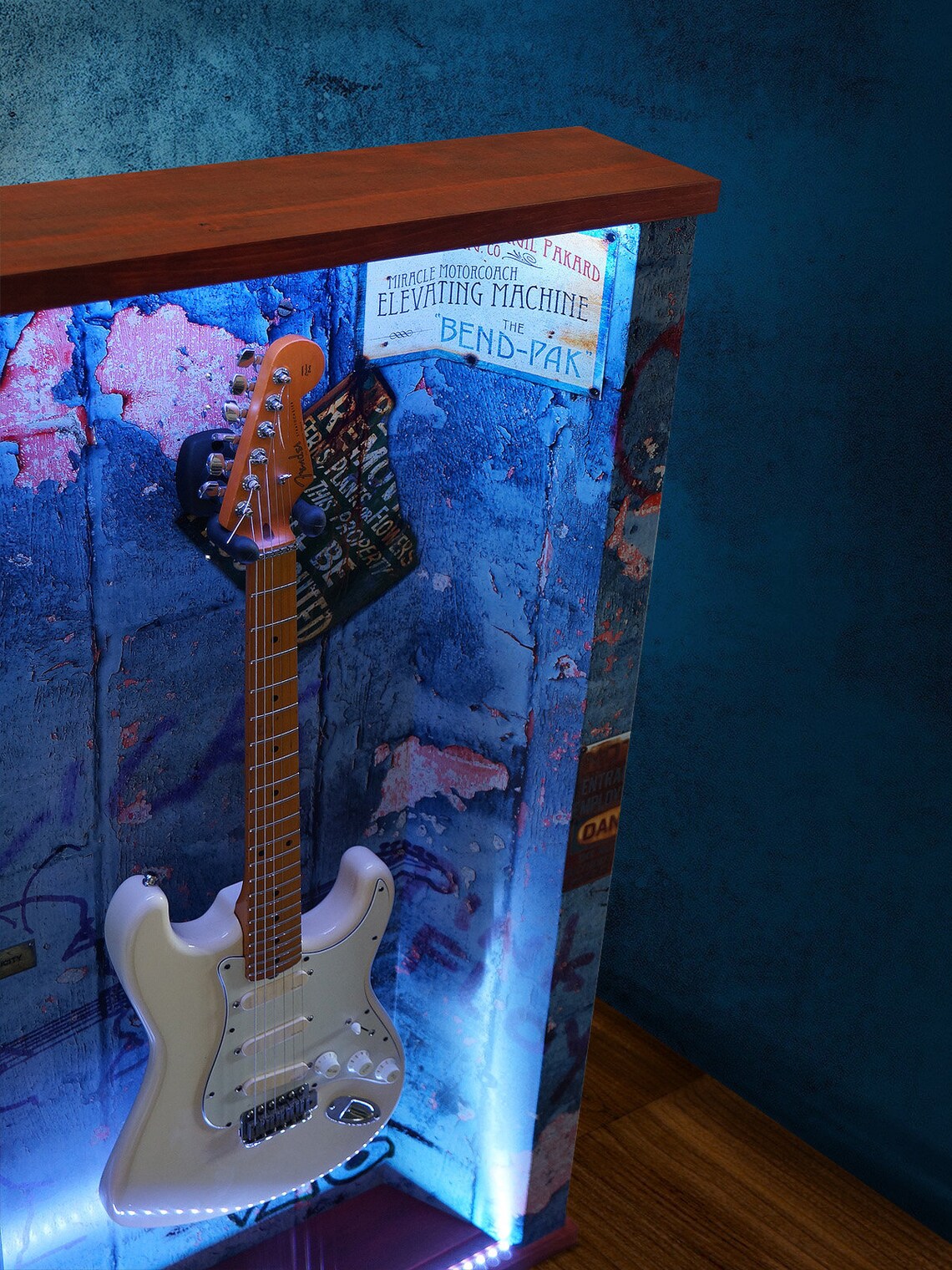 Guitar Display Case wall' Guitar Guitar Hanger RGB LED Lights for Gibson, Fender, Music