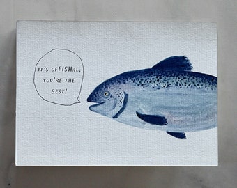 Salmon Fish Card | handmade watercolour card | happy birthday card | Card for him | Card for dad | Card for brother | Fishing card |