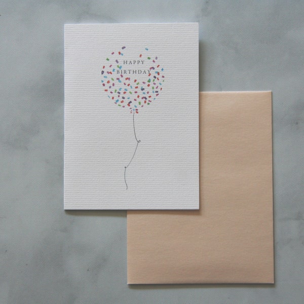 Balloon Birthday A2 Card | confetti card | cute birthday card | fun birthday card | bday card | birthday card for him or for her |