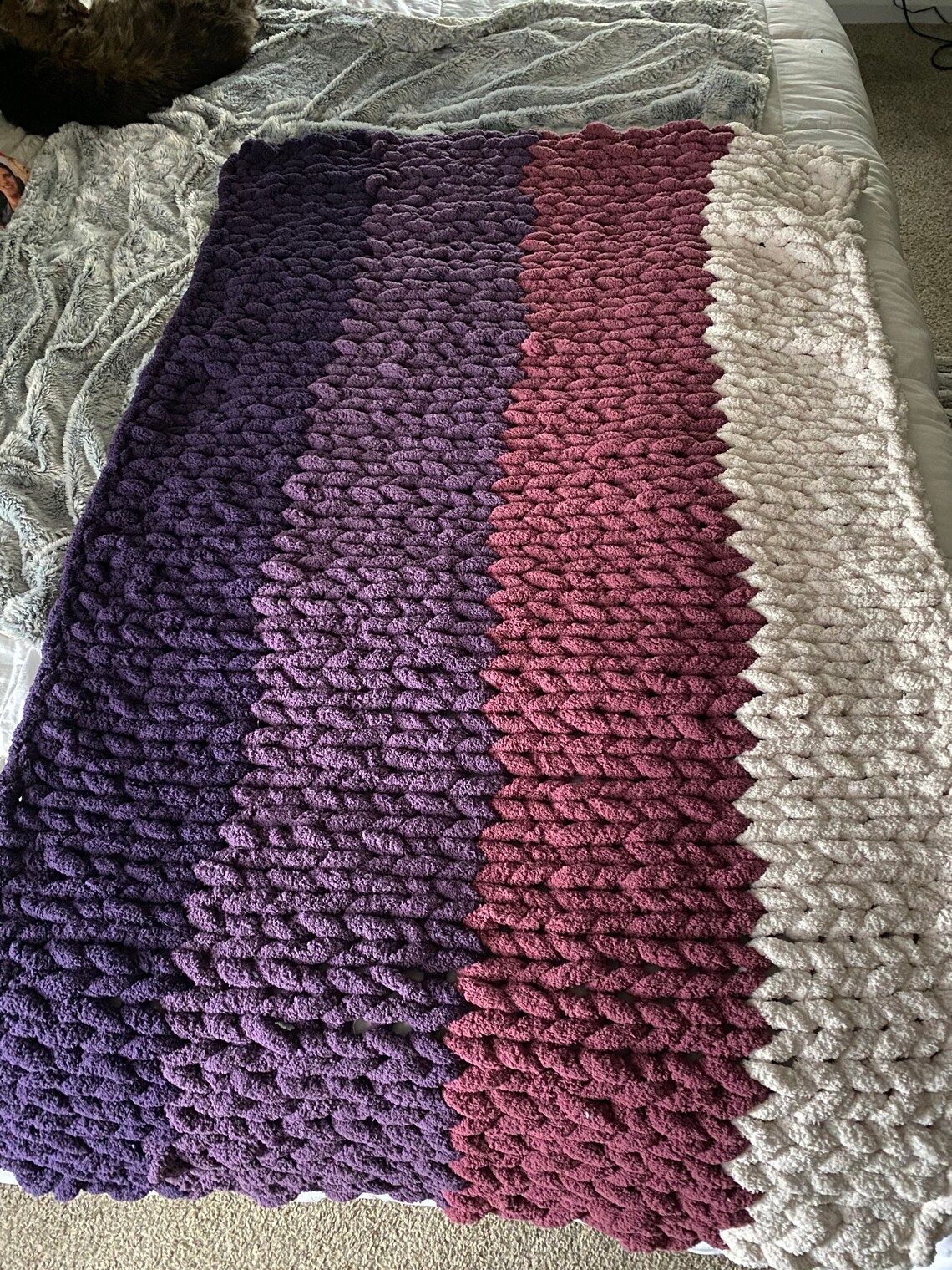 Cotton or Wool Hand Knit Bernat Blankets Etsy