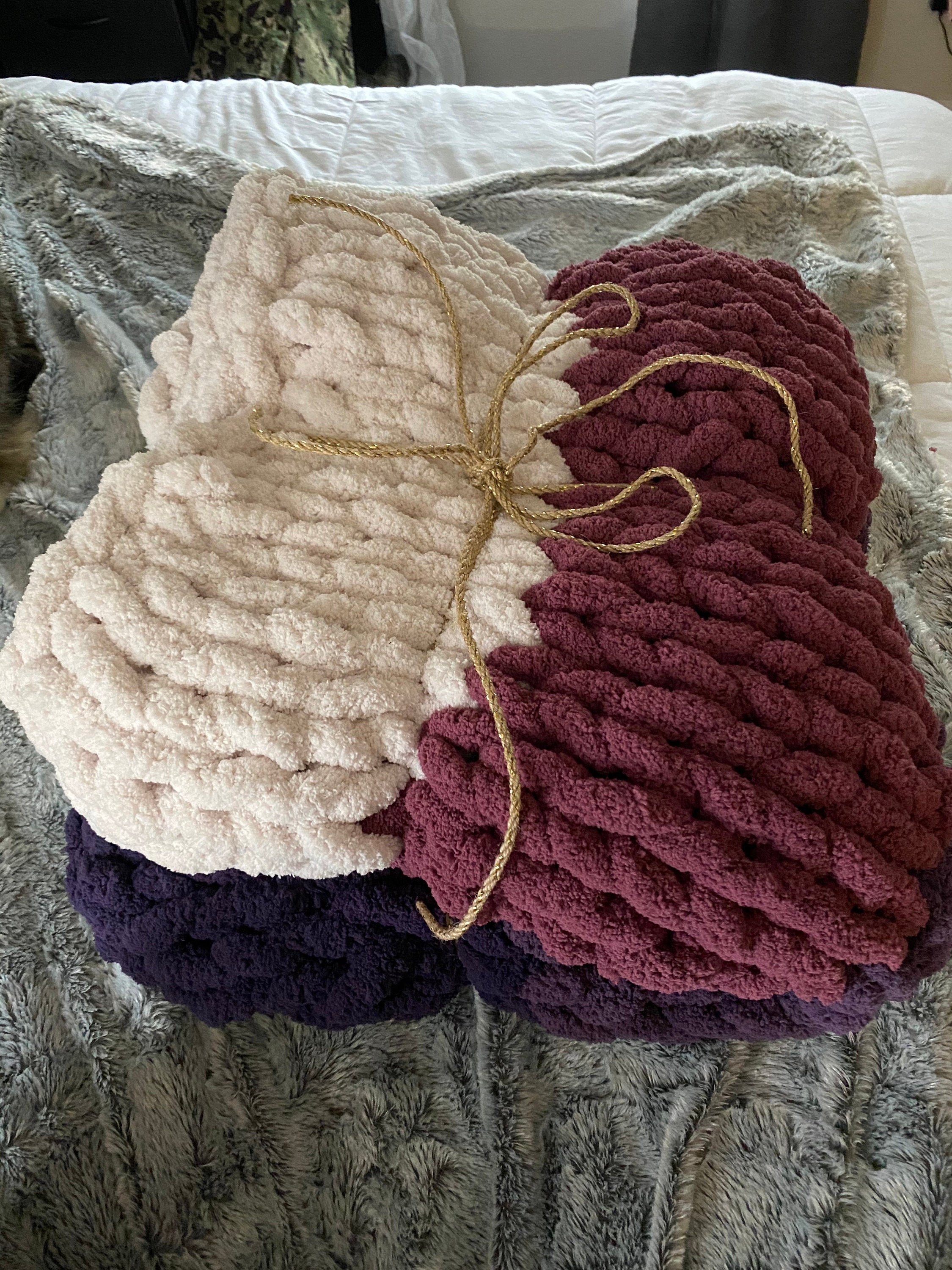 Cotton or Wool Hand Knit Bernat Blankets Etsy UK